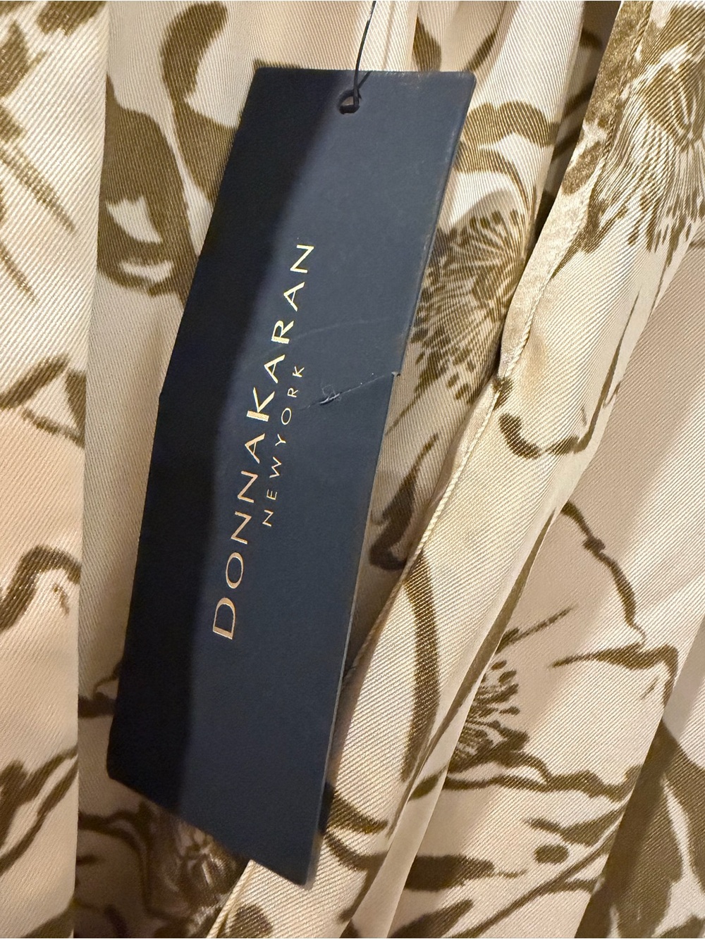 Donna Karan New York Floral Midi Dress Beige Olive Size size 14 NWT - Picture 8 of 13